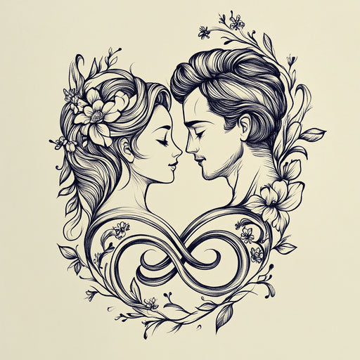 Cute couple tattoo sketches with matching infinity symbols