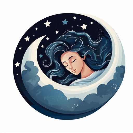 Sleep illustration in the style of Chiaroscuro Art, on white backdrop