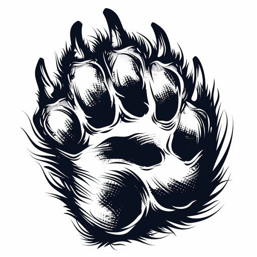 Bold bear paw tattoo sketch in clipart style with deep contrasts