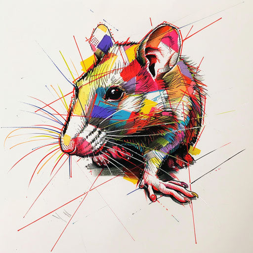 Playful tattoo sketch of a rat in a pop art style