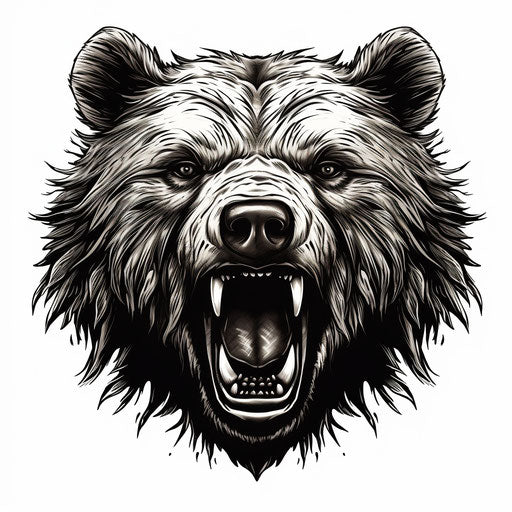 Black and white bear head, detailed character style