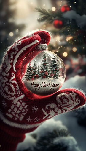 Vibrant Happy New Year Card Greeting NYE Art