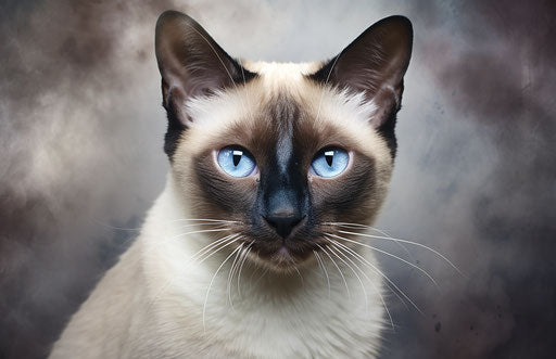 Siamese cat looking at camera, light and dark tones