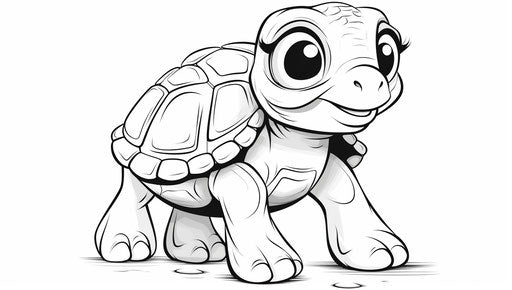 Printable Turtle Coloring Pages for Kids | Little Monsters, Intense Gaze Style, Minimalistic Compositions