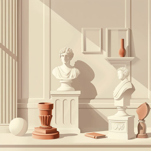 Museum clipart on flat cream background