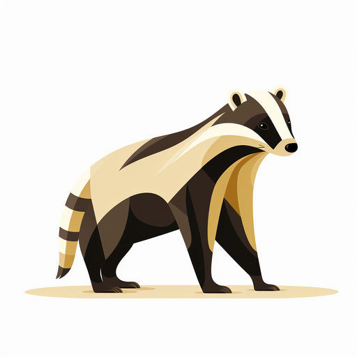 Badger art in Minimalist style, on white background
