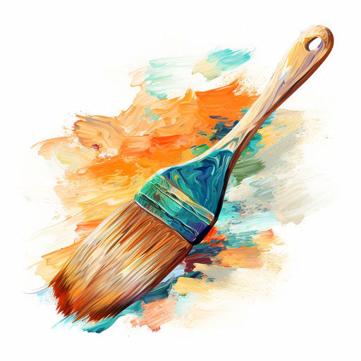 Paint brush clip art in the style of Impressionistic Art