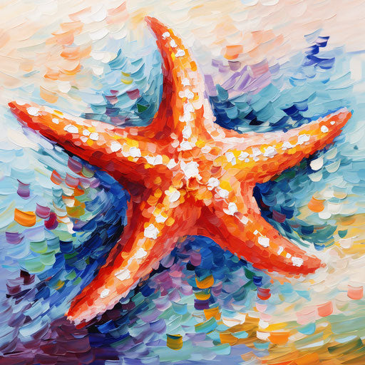 Starfish clipart in the style of Impressionistic Art, on a white background