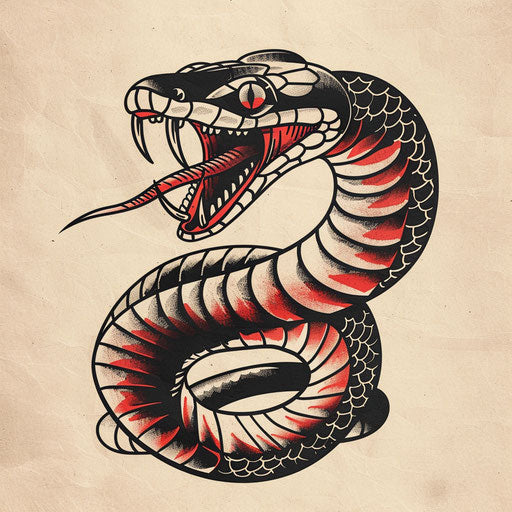 Classic cobra tattoo sketch in traditional American style