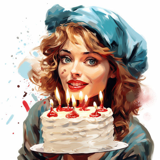 Funny birthday illustration, oil painting style
