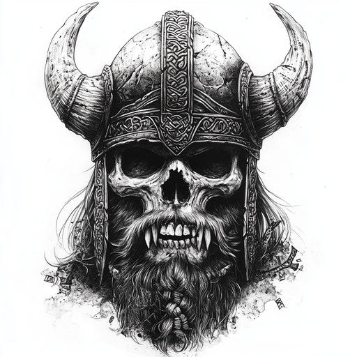 Viking tattoos for men with a fierce Viking skull