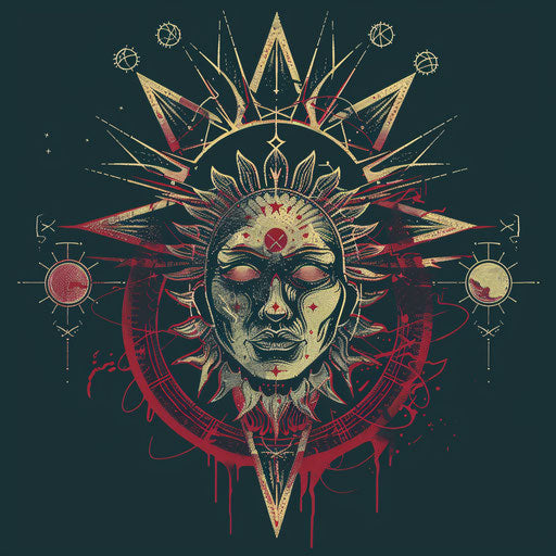 Alchemy symbols of sun, sky, and earth