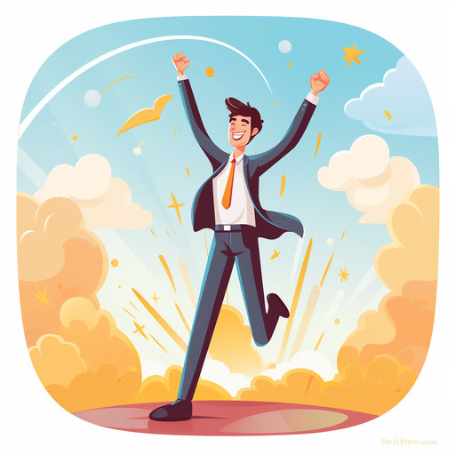 Success illustration in Pastel Colors Art style on white background