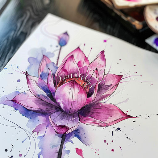 Lotus flower tattoo in watercolor style