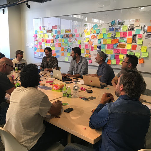 Financial tech startup brainstorming session