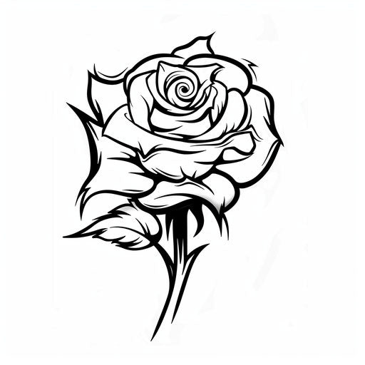 Simple rose outline in Sailor Jerry style