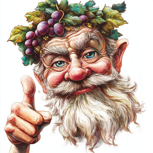 Humorous caricature of a god with exaggerated long eyelashes