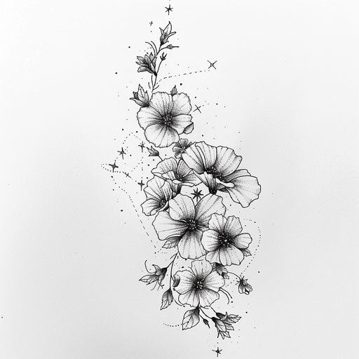 Botanical Cancer constellation tattoo sketch