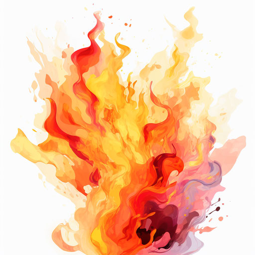 Flame clipart in the style of Oil painting, on a white background