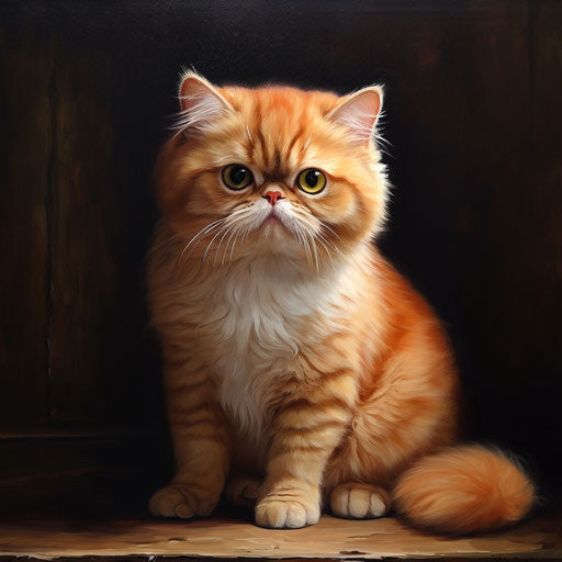 Oil painting of exotic shorthair cat