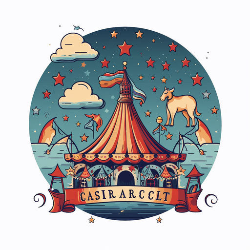 Circus art in the style of Chiaroscuro Art, on white background