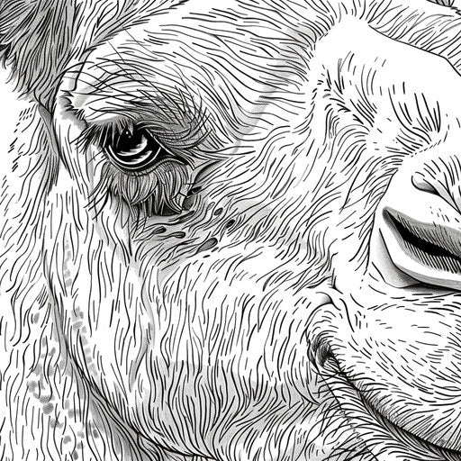 The expressive face of a camel with long eyelashes