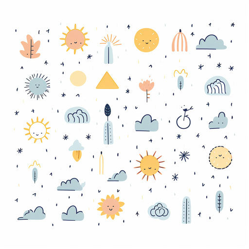 Weather clipart in Minimalist style, on white background