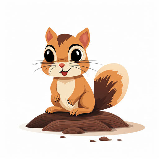 Chipmunk drawing in Minimalist style, on white background