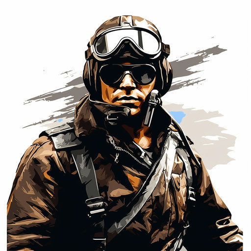 Pilot illustration in the style of Chiaroscuro Art, on white background