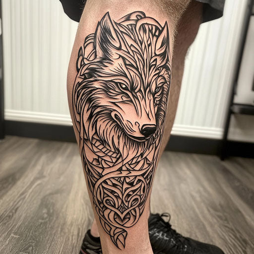 Vibrant Tribal Wolf Tattoo Tattoo Flash Set