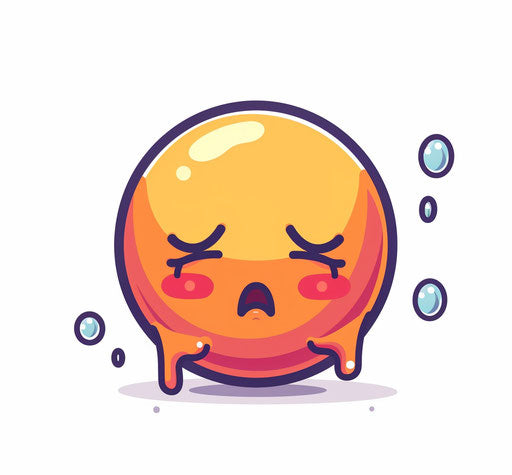 Sadness in cute cartoon on white background, artist style