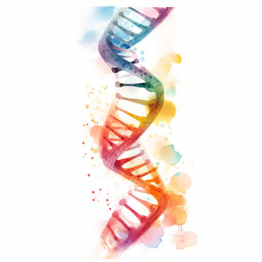 Impressionistic DNA artwork on white background
