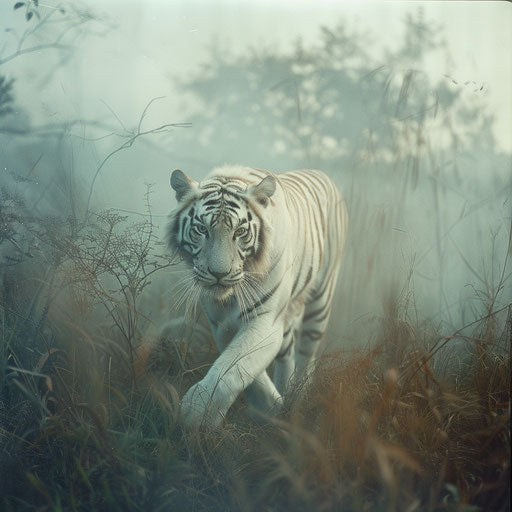 White tiger in the mist