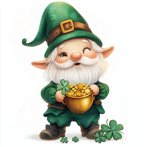St. Patrick's Day gnome with a pot of gold