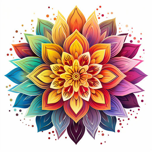 Indian colored flower, subtle gradations, white background