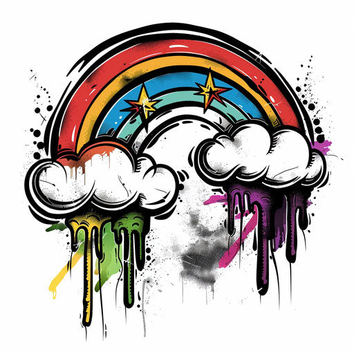 Bold urban rainbow tattoo sketch