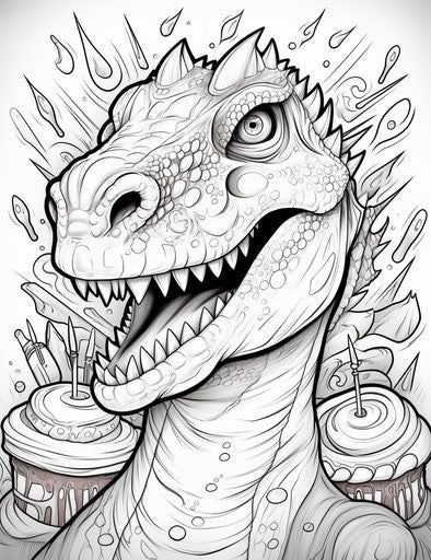 Dinosaur birthday coloring page for kids