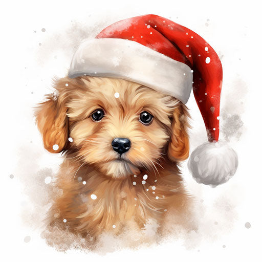 Cute Christmas clipart in the style of Impressionistic Art, on a white background