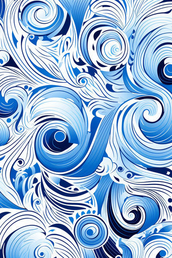 Blue swirl in Maori art style, detailed sketching