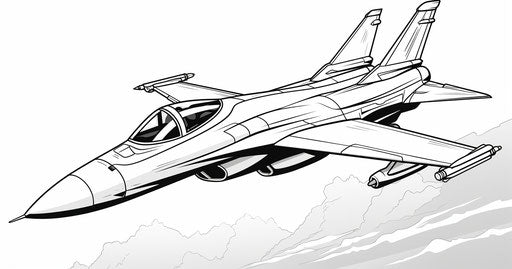 A sculptural and geometric jet coloring page