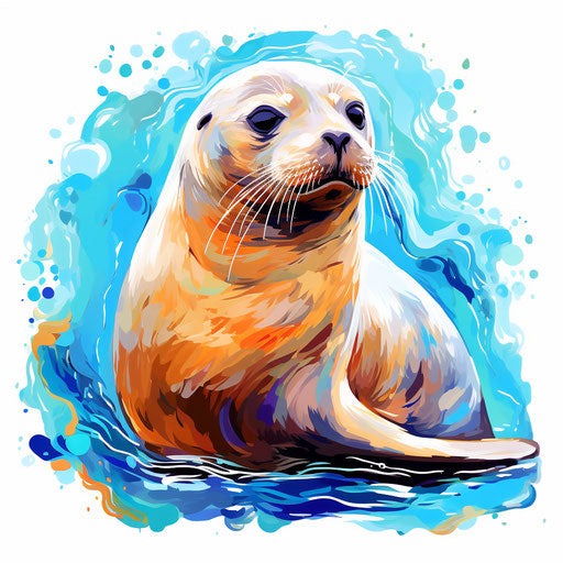Seal in Impressionistic Art style, on white background