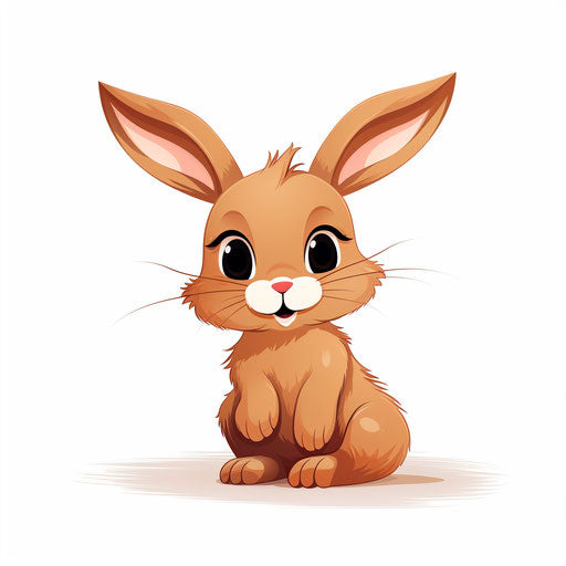 Cartoon of rabbit in Minimalist style, on white background