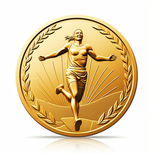 Gold medal in the style of Chiaroscuro Art on white background