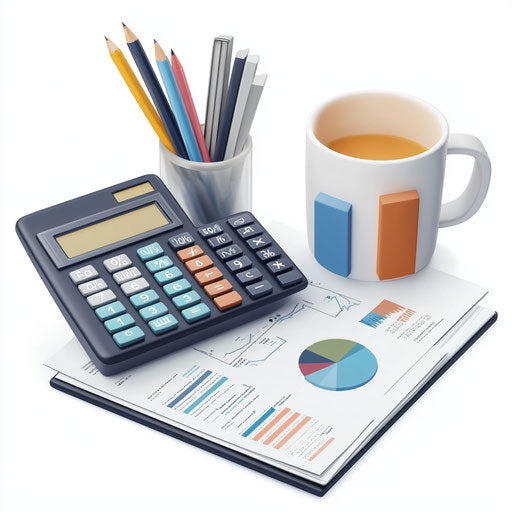 3D accounting in photorealistic style with flat white background, isolated clipart