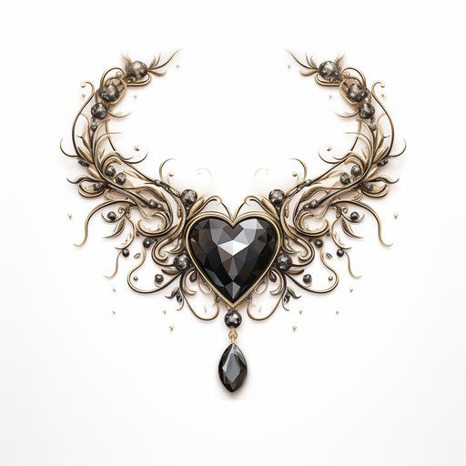 Jewelry in Chiaroscuro Art style, on white background