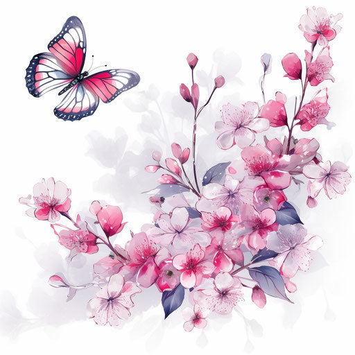 Beautiful flower with butterflies in spring