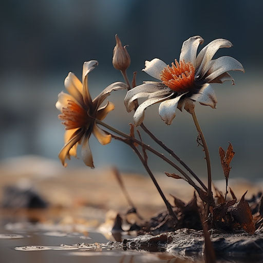 Dynamic balance of flowers with blurry background