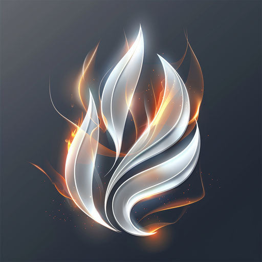 Realistic flame on flat metallic silver background