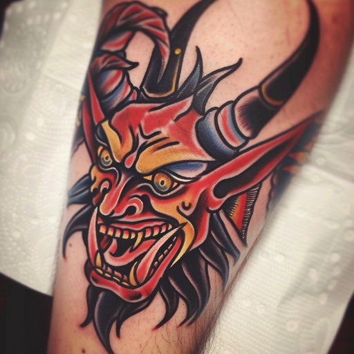Traditional American style devil tattoo