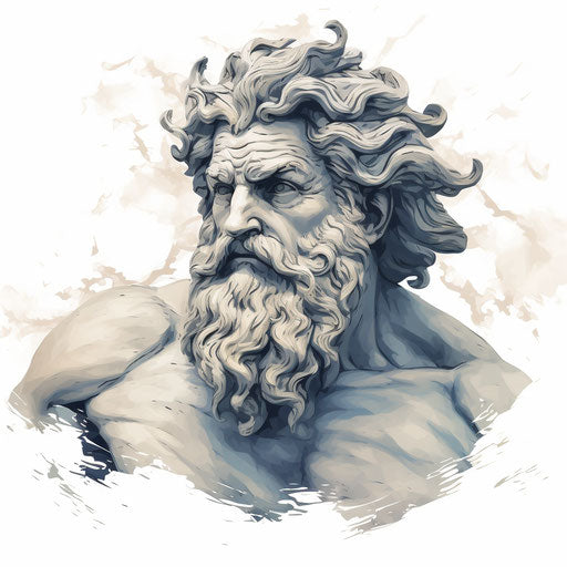 Zeus illustration in the style of Impressionistic Art